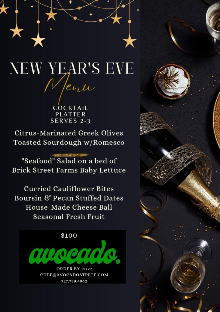 AVOCADO NEW YEARS EVE 2024 MENU